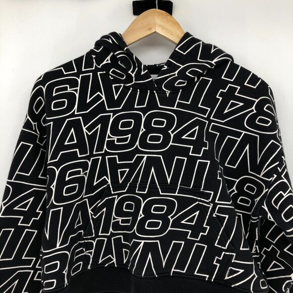 Aritzia TNA Whitecap Hoodie in Black and White graphic  TNA 1984 size XXS - Picture 7 of 16